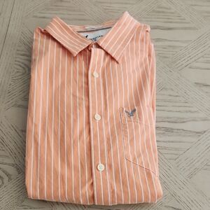 American Eagle Outfitters Men's Peach Striped Button Down Shirt Long Sleeve XL